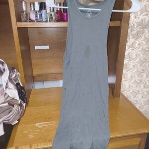 Gray Sleeveless Ribbed Dress